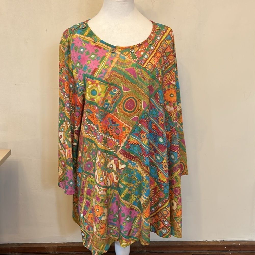 Multiples Vibrant Multicolored Patterned Long Sle… - image 2